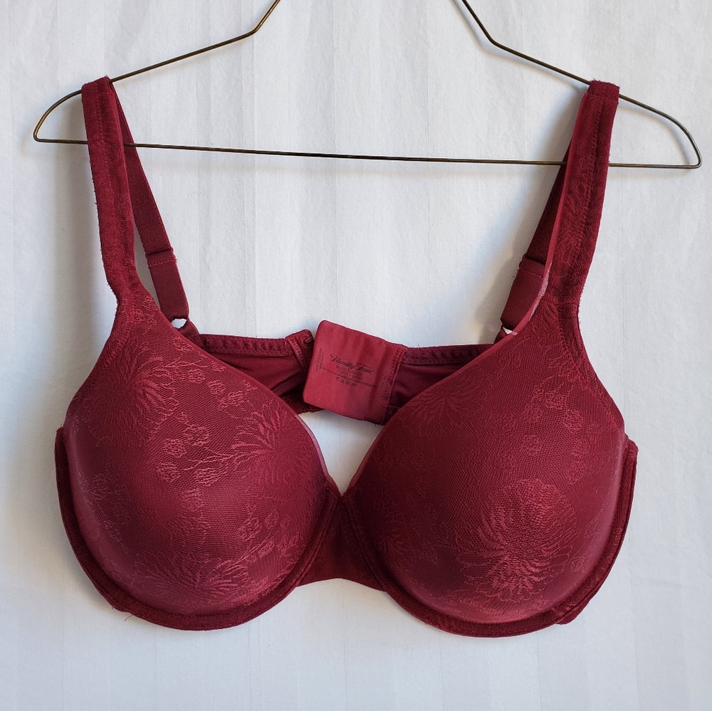 Vanity Fair Body Sleeks 36DD Bra Maroon Dark Red